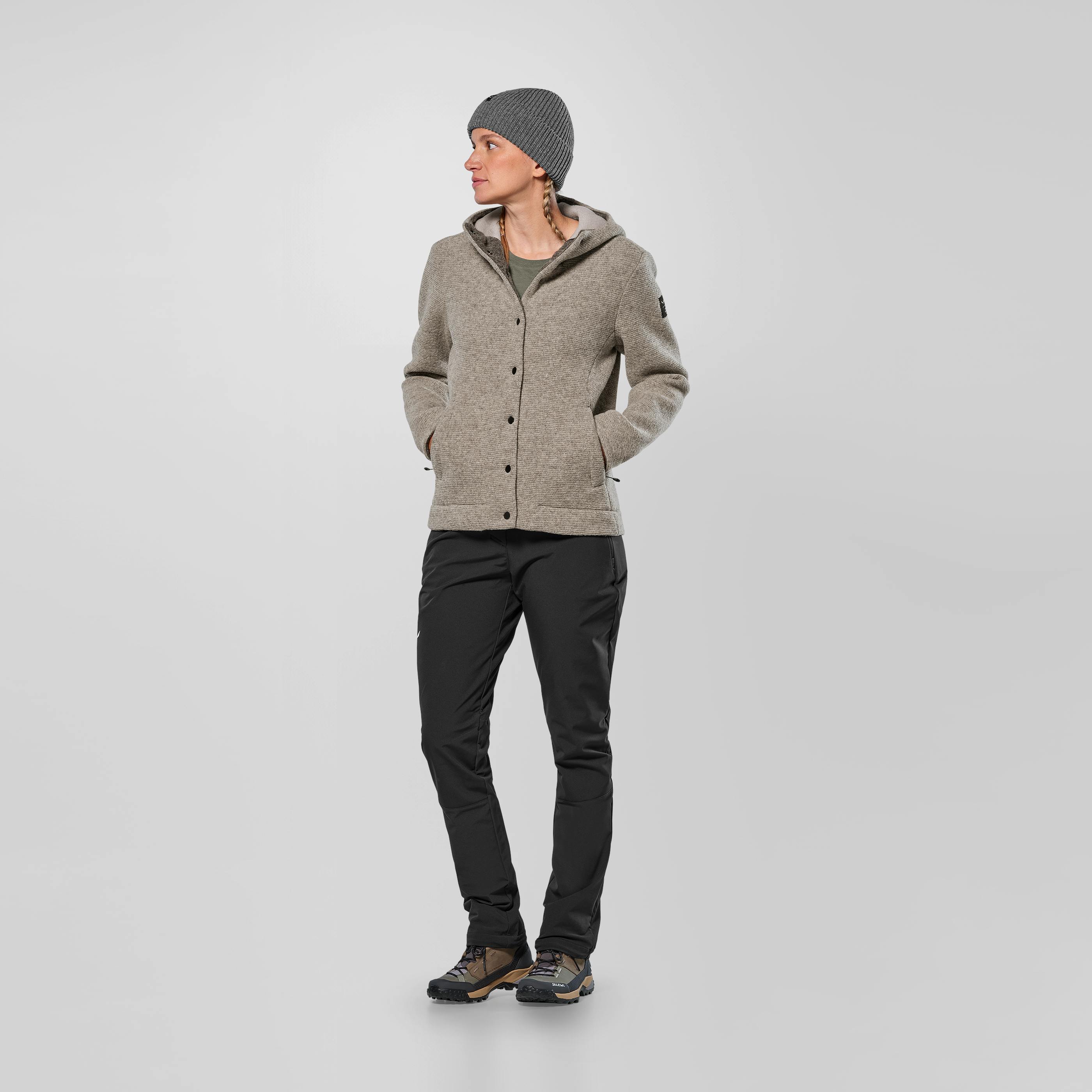 Veste à capuche en laine naturelle non teintée Sarner pour femme
